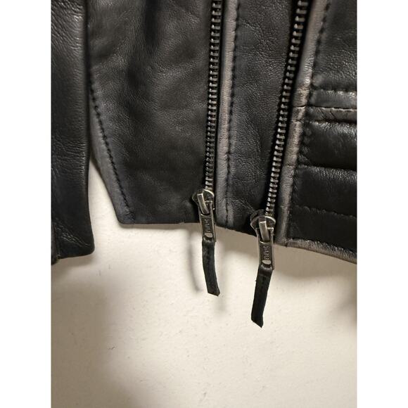 Barneys Originals Leather Jacket Womens 20 Black Biker Moto Asymmetrical Zip - Picture 6 of 16